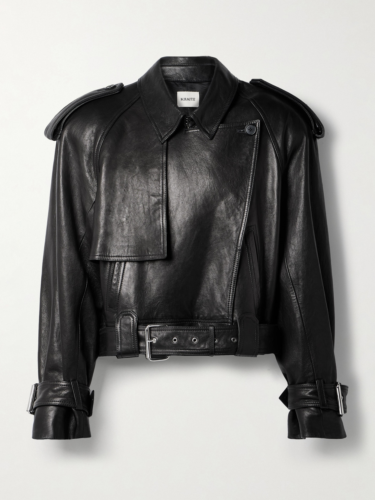 KHAITE HAMMOND BELTED LEATHER BIKER JACKET