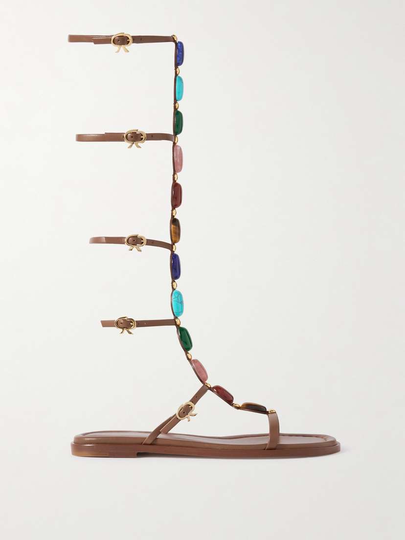 Gianvito Rossi Shanti Gladiator Embellished Leather Sandals