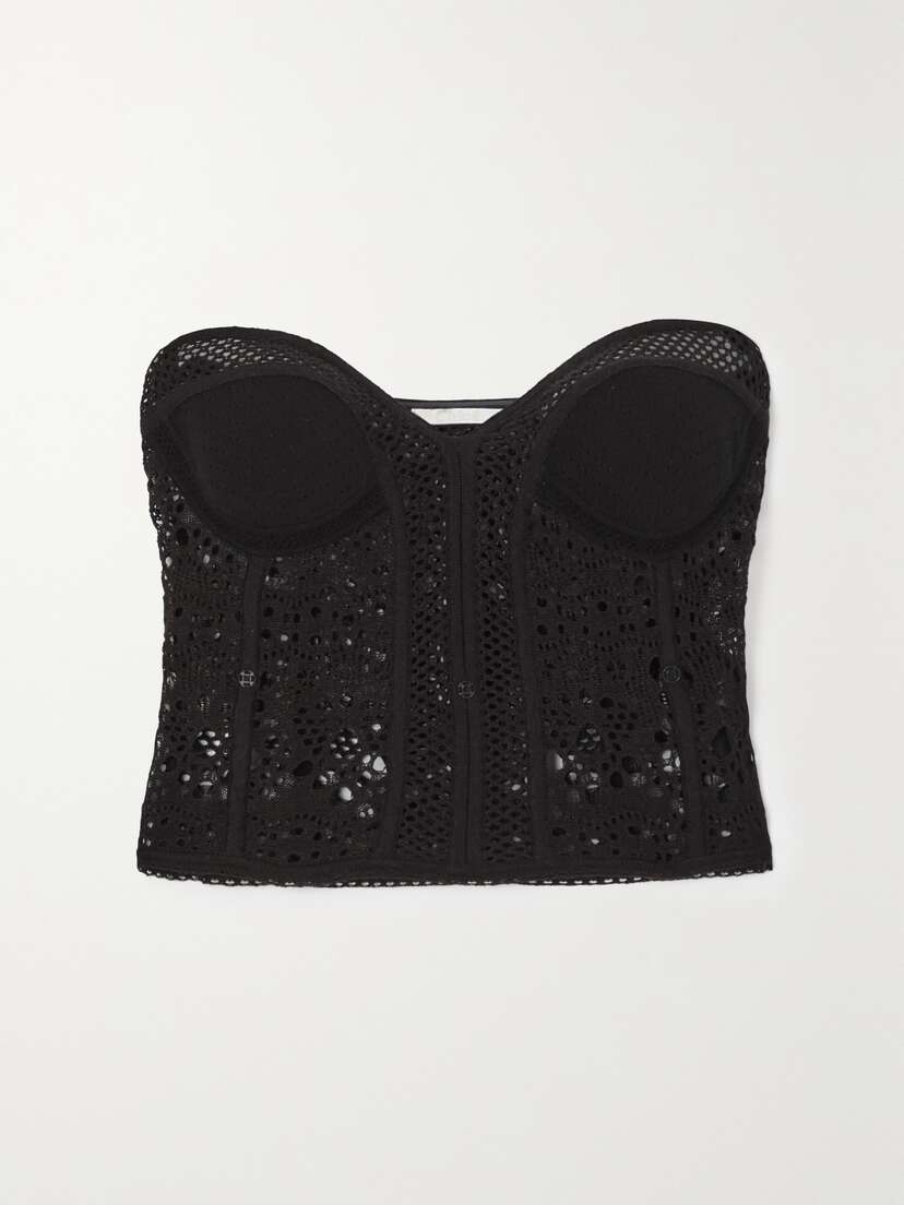 Chloé Crochet-knit Linen-blend Bustier Top