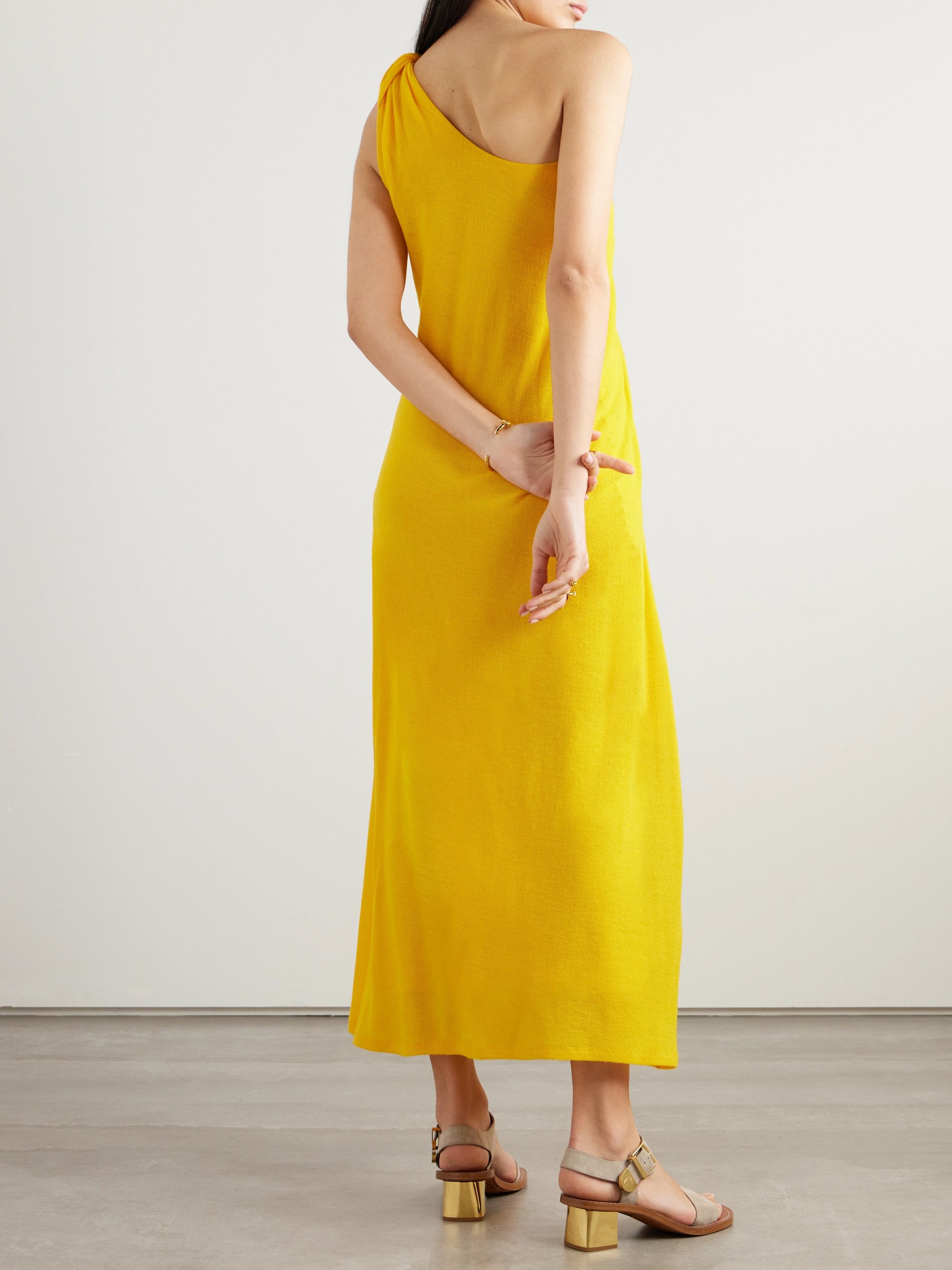 Chloé Asymmetric knotted pleated wool gown