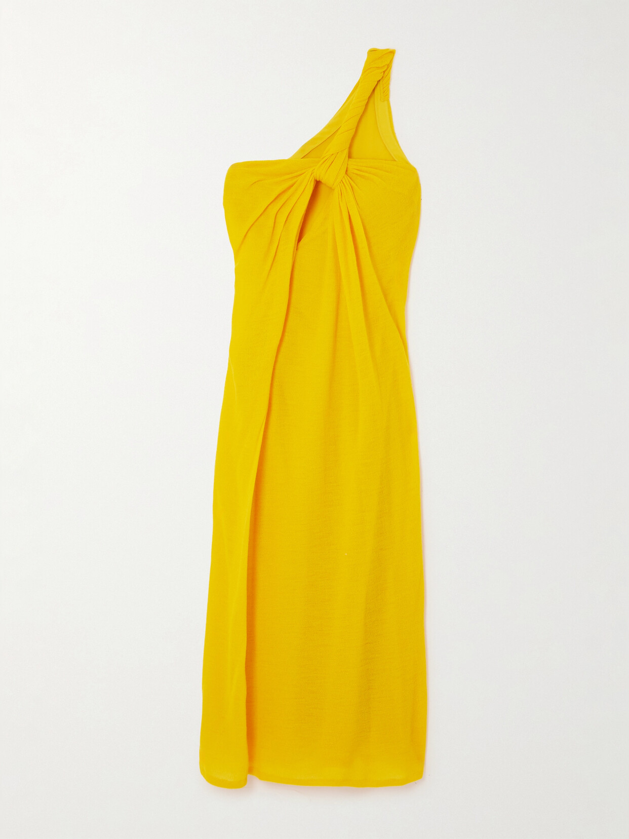 Chloé - Asymmetric Knotted Pleated Wool Gown - Yellow