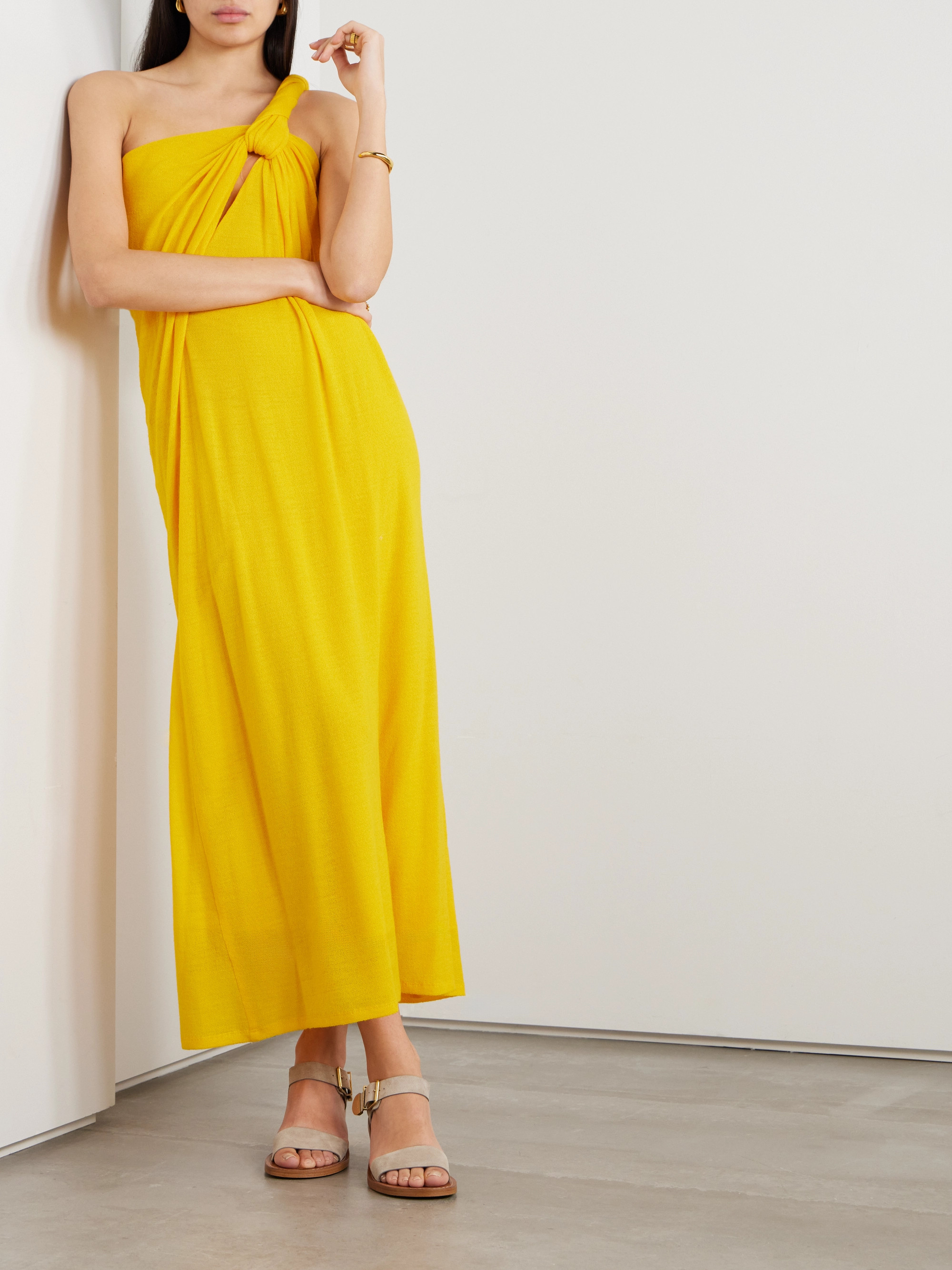 Chloé Asymmetric knotted pleated wool gown