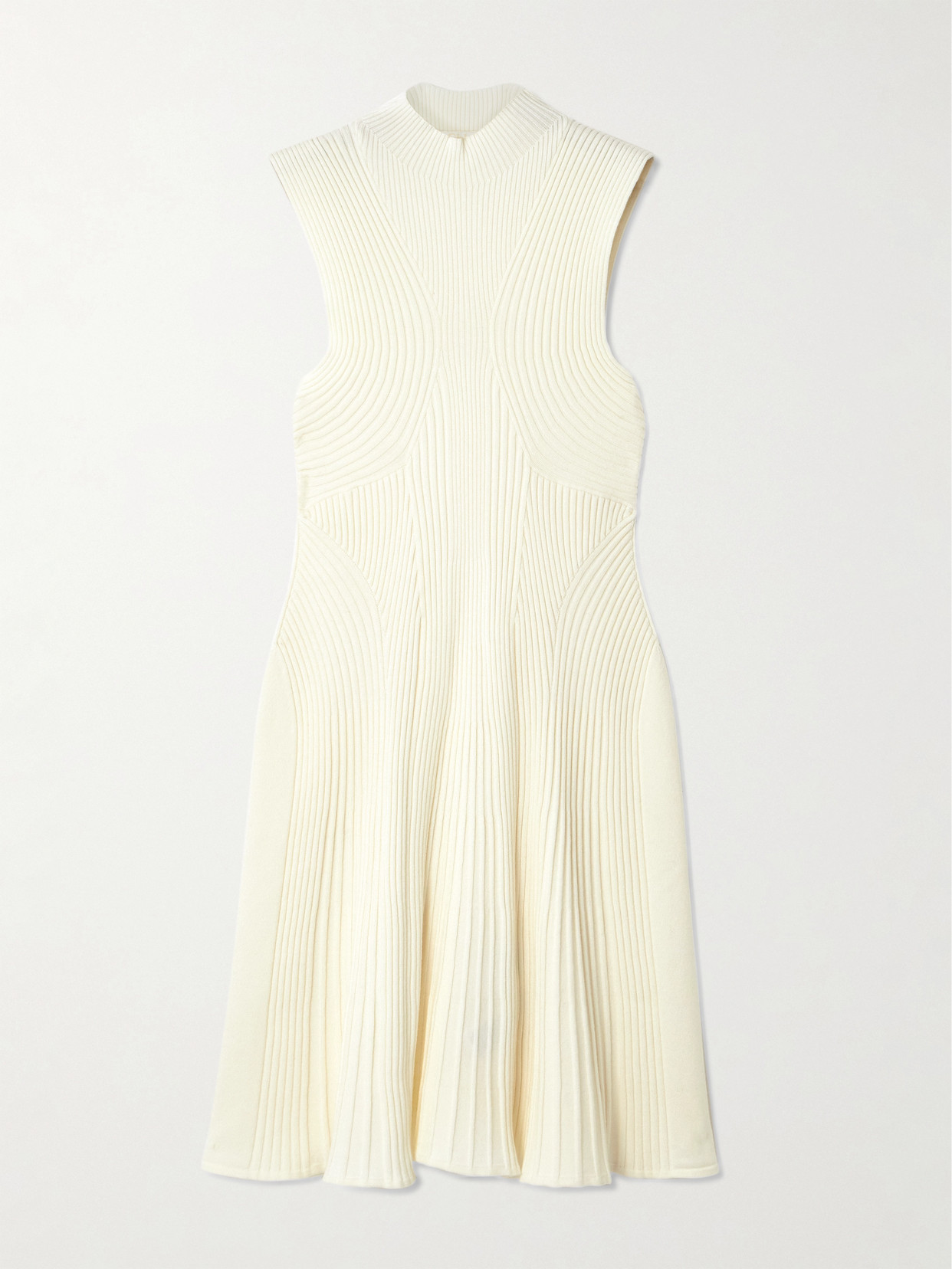 Chloé Ribbed Wool-blend Turtleneck Mini Dress - White
