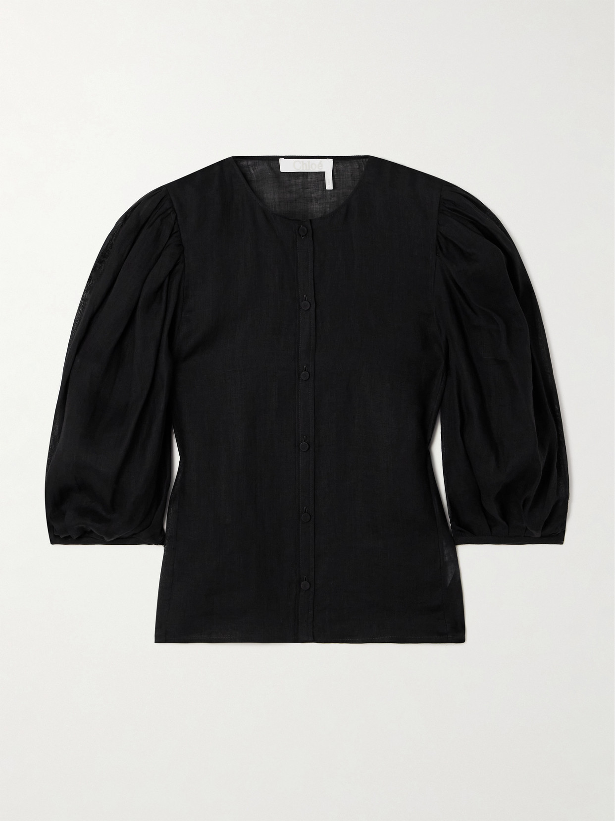 Chloé Gathered Ramie Blouse - Black
