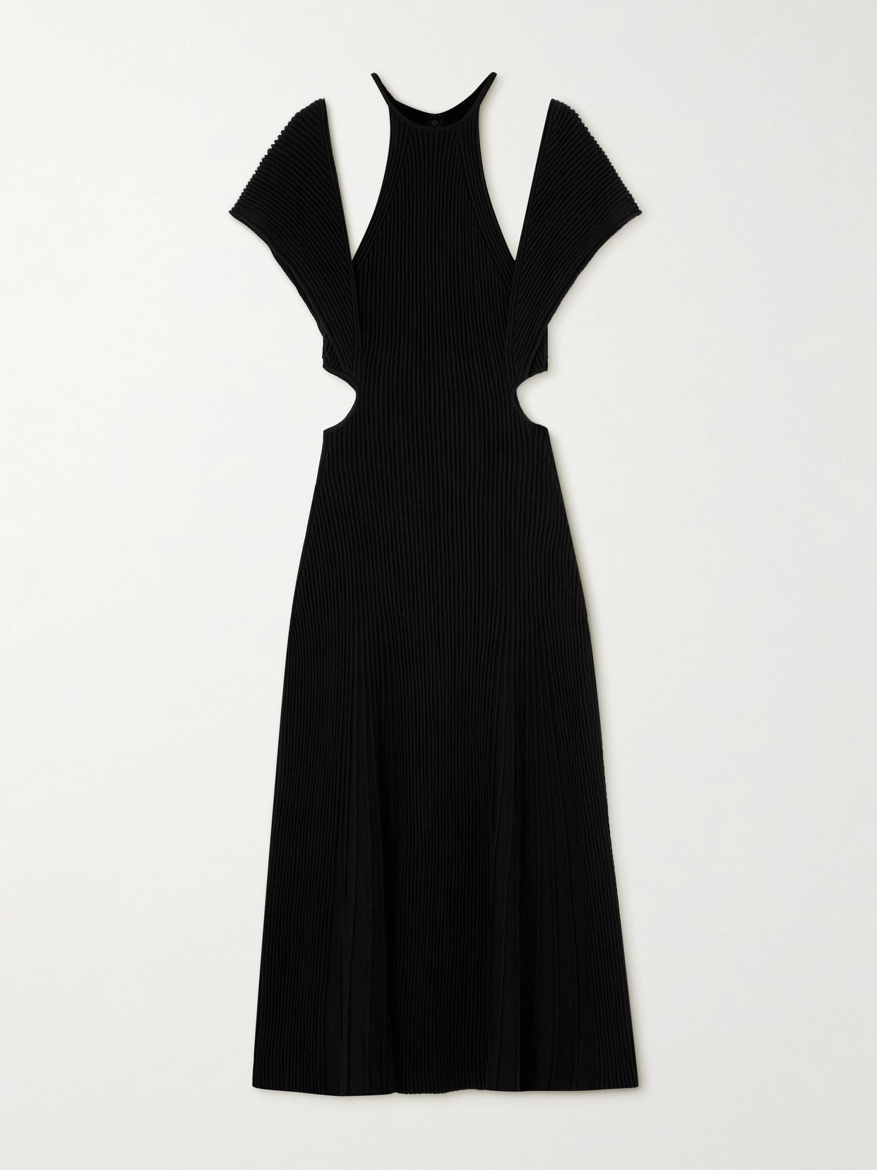 Chloé Cutout Ribbed Wool Gown In Black