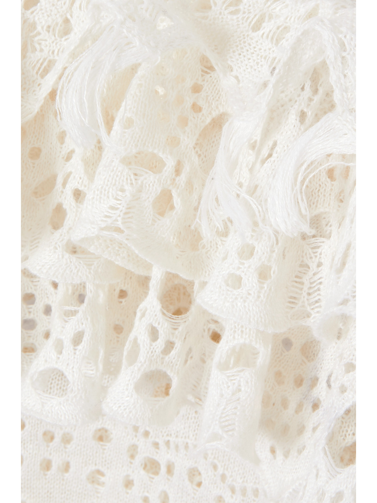 Chloé Cold-shoulder Ruffled Broderie Anglaise Linen, Cashmere And Silk-blend Top In White