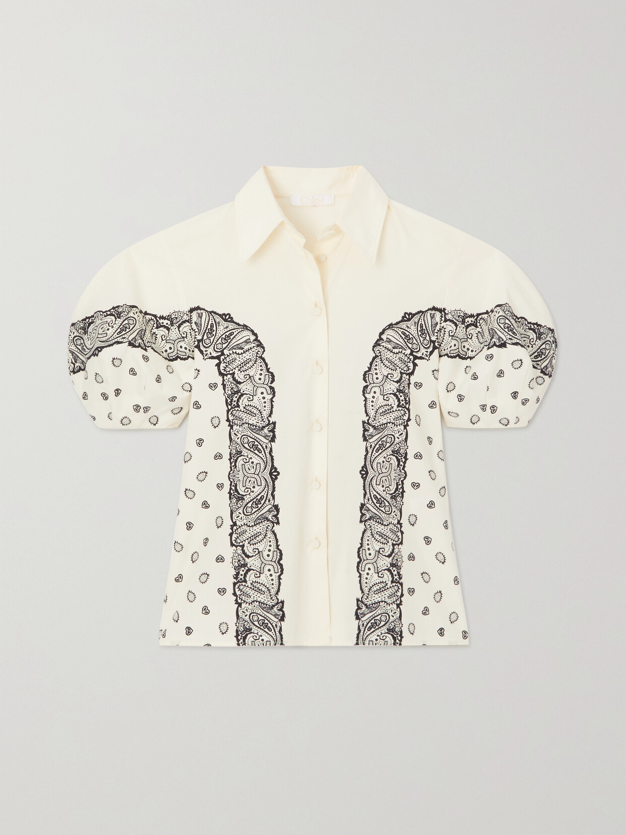 Chloé Paisley-print Cotton-poplin Shirt In Cream