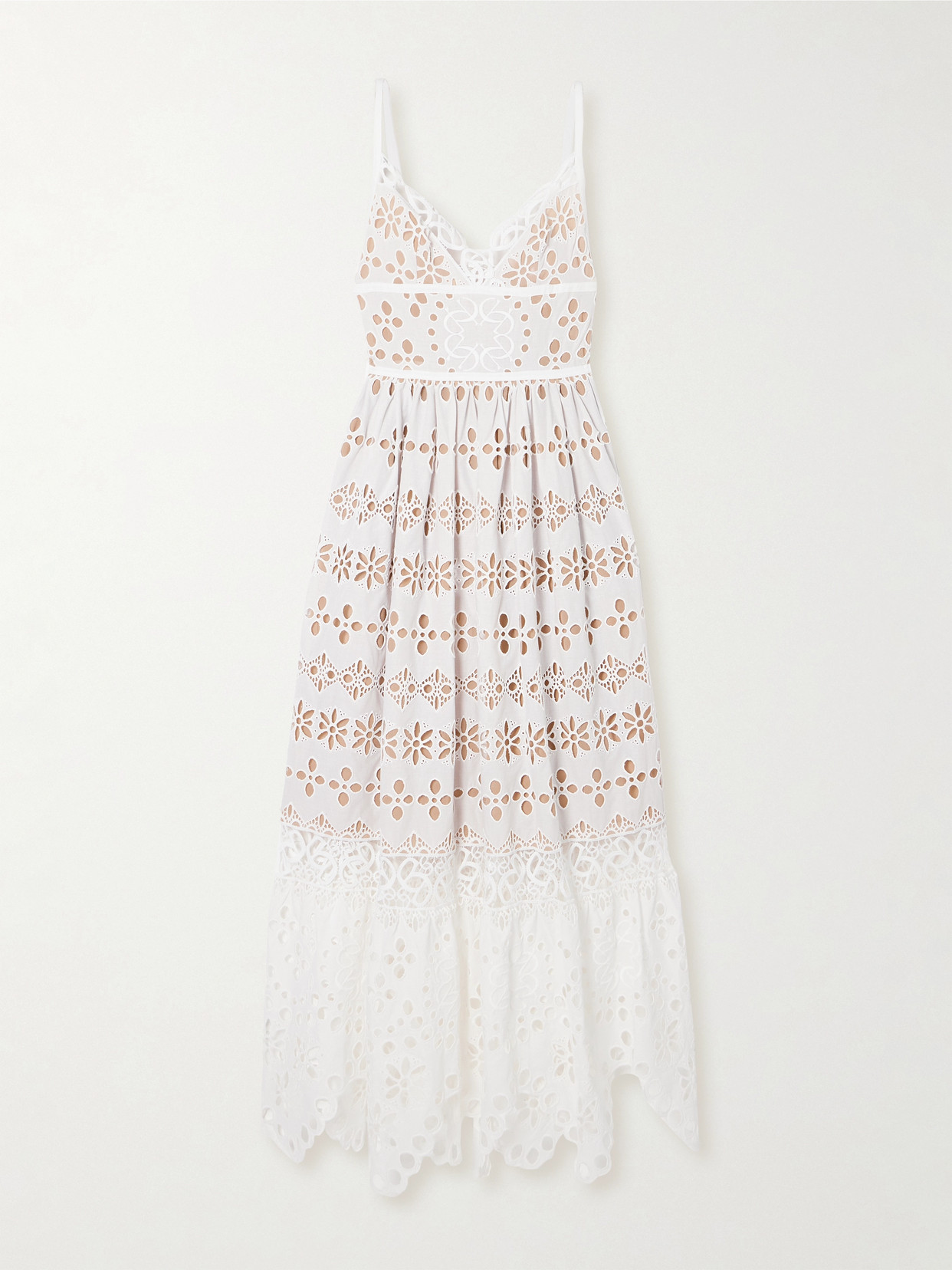 Elie Saab Broderie Anglaise Cotton And Silk-blend Gown In White