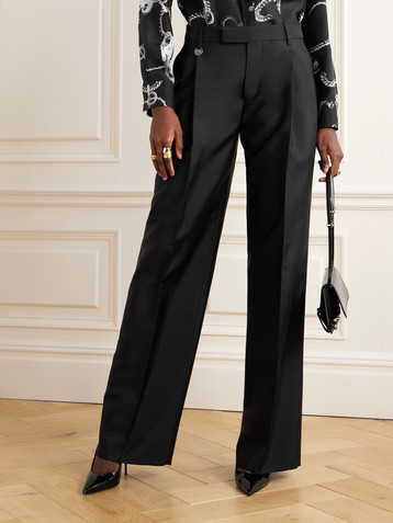 Burberry Pleated wool and silk-blend twill wide-leg pants