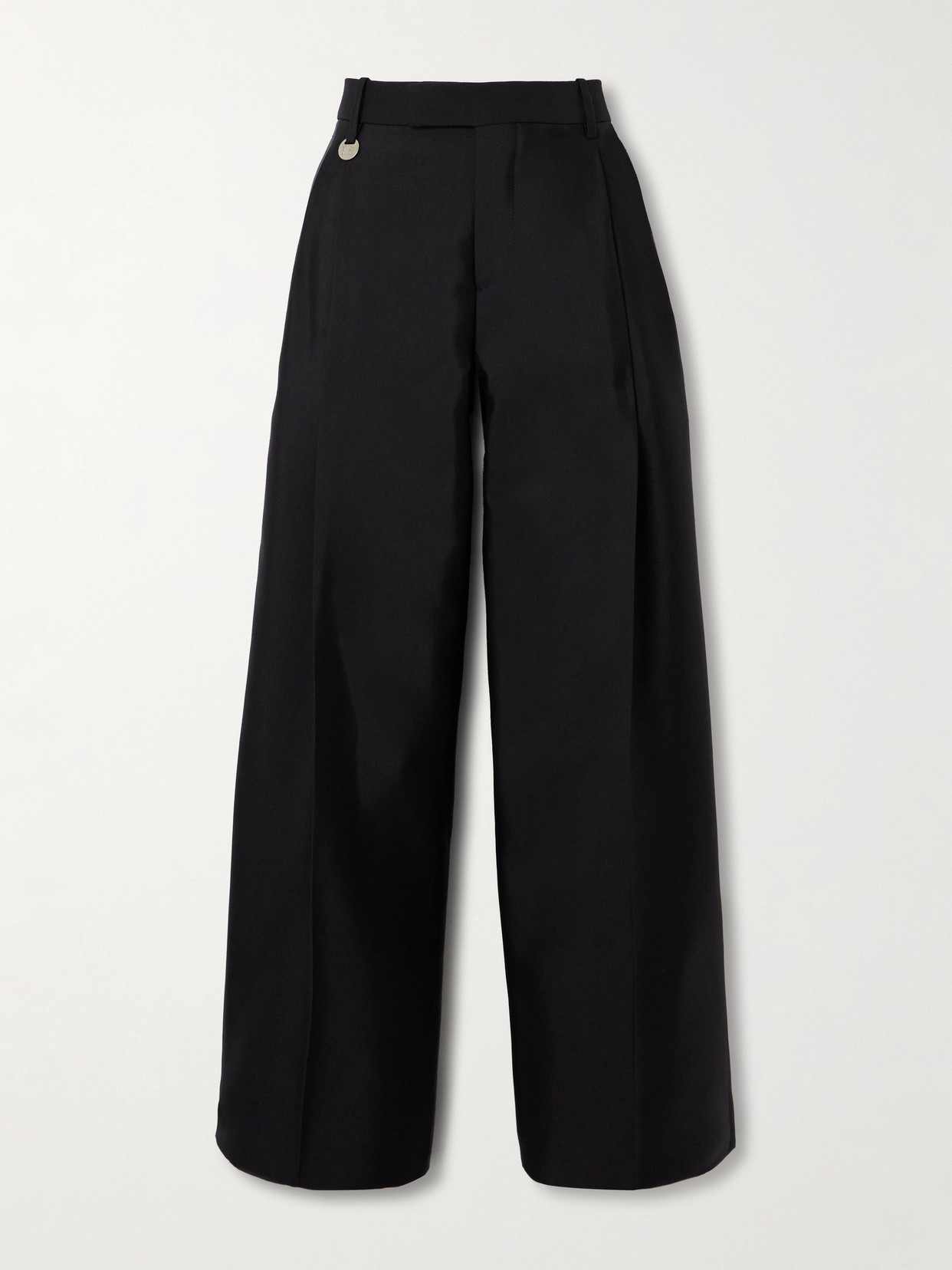 Burberry Pleated Wool And Silk-blend Twill Wide-leg Trousers In Black