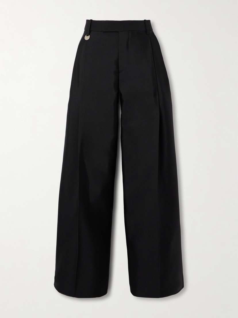 Burberry Pleated Wool And Silk-blend Twill Wide-leg Pants