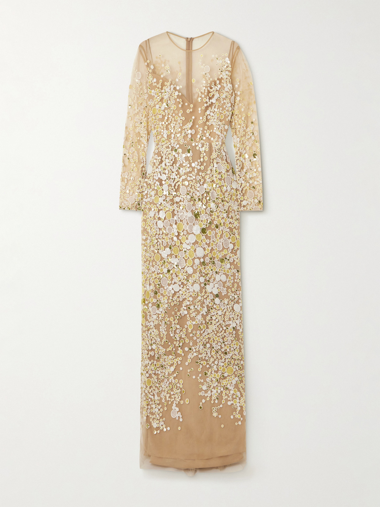 Elie Saab - Embroidered Sequin-embellished Tulle Gown - Beige