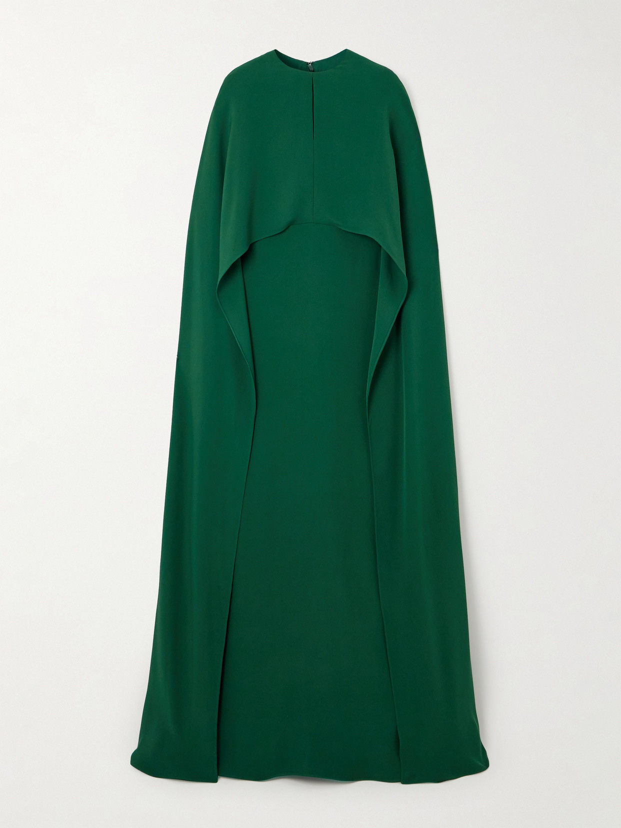 Valentino Cape-effect Silk-crepe Gown In Green