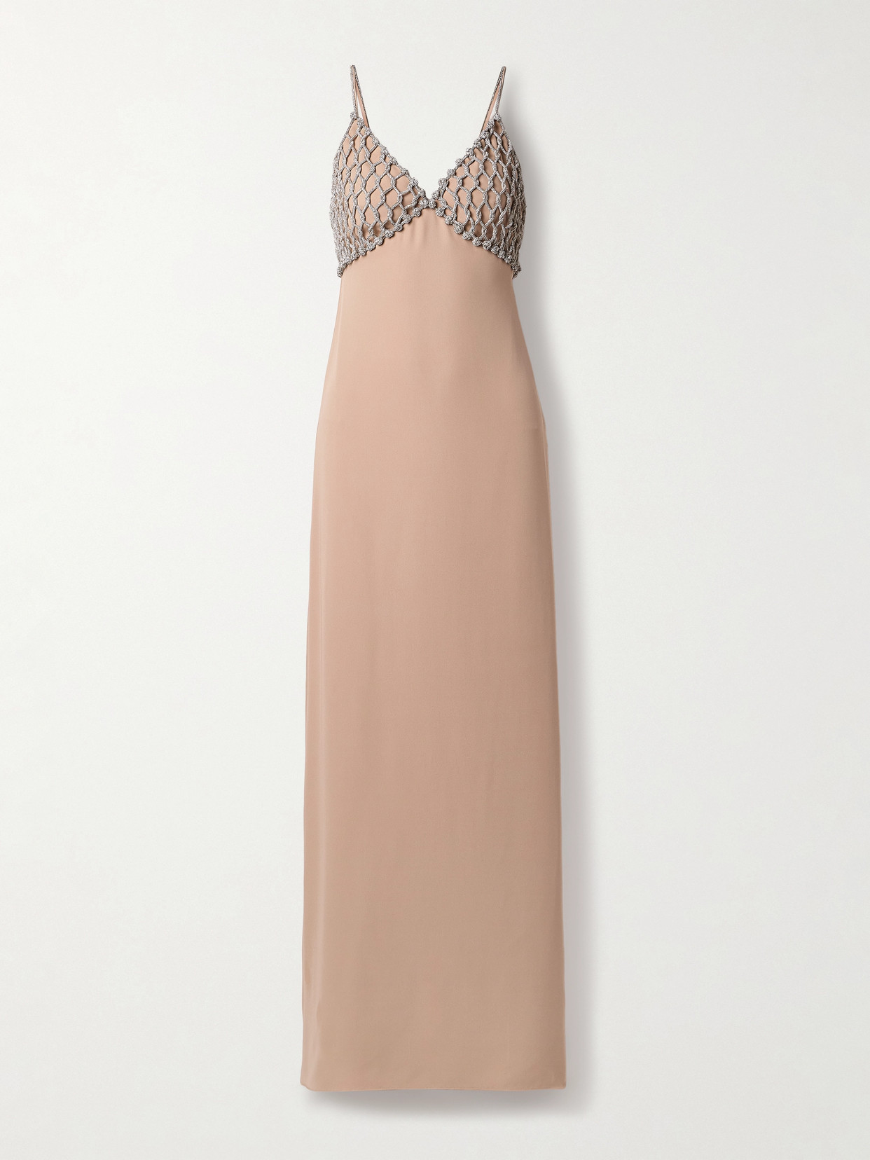 Valentino Crystal-embellished Silk-crepe Gown In Pink