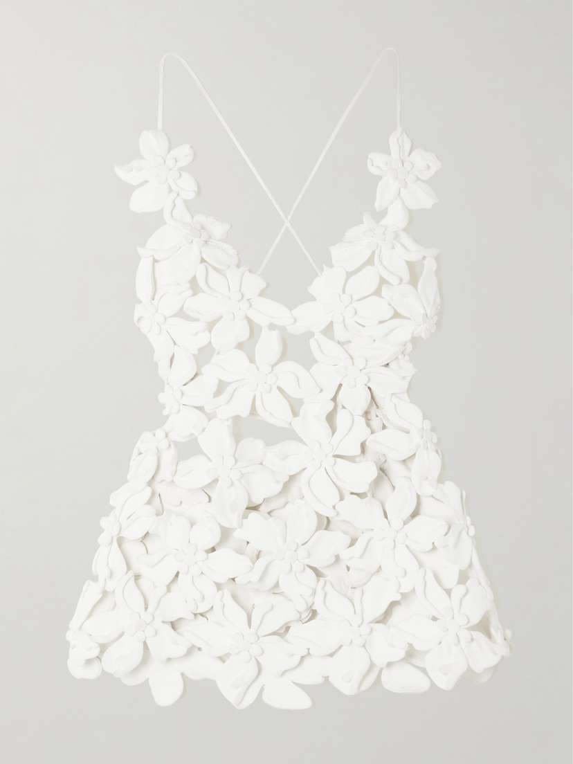 Valentino Garavani Cutout Appliquéd Cotton Top