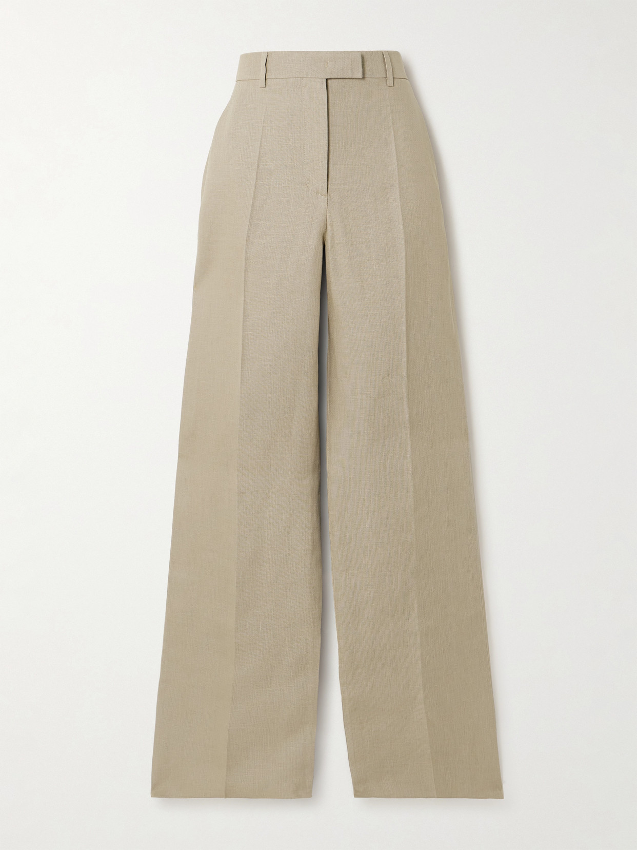 Valentino Linen Wide-leg Trousers In Neutrals