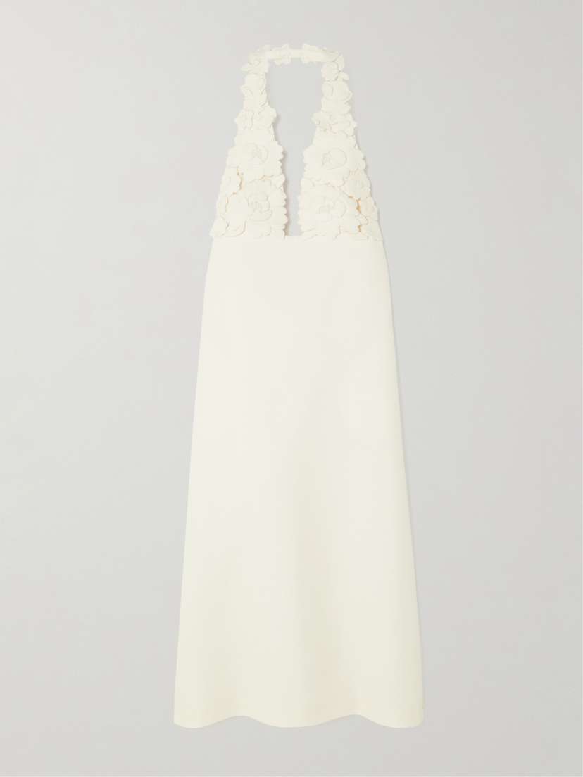 Valentino Garavani Appliquéd Wool And Silk-blend Gown