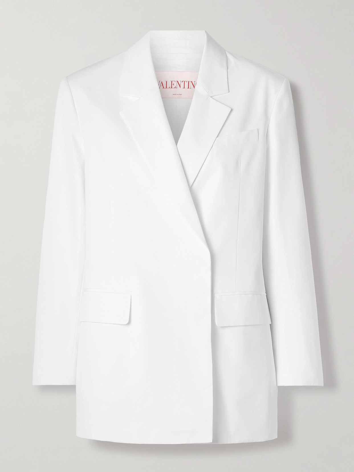 Shop Valentino Cotton-poplin Blazer In White