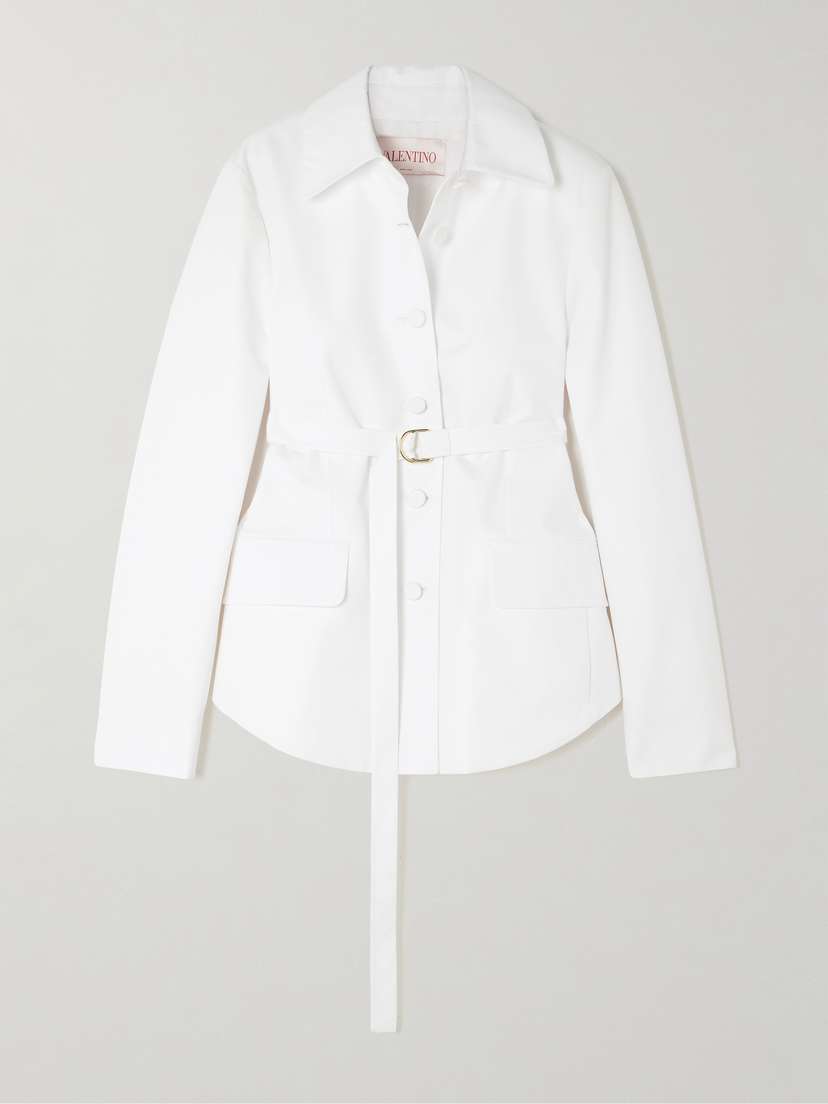Valentino Garavani Belted Cotton-poplin Mini Shirt Dress