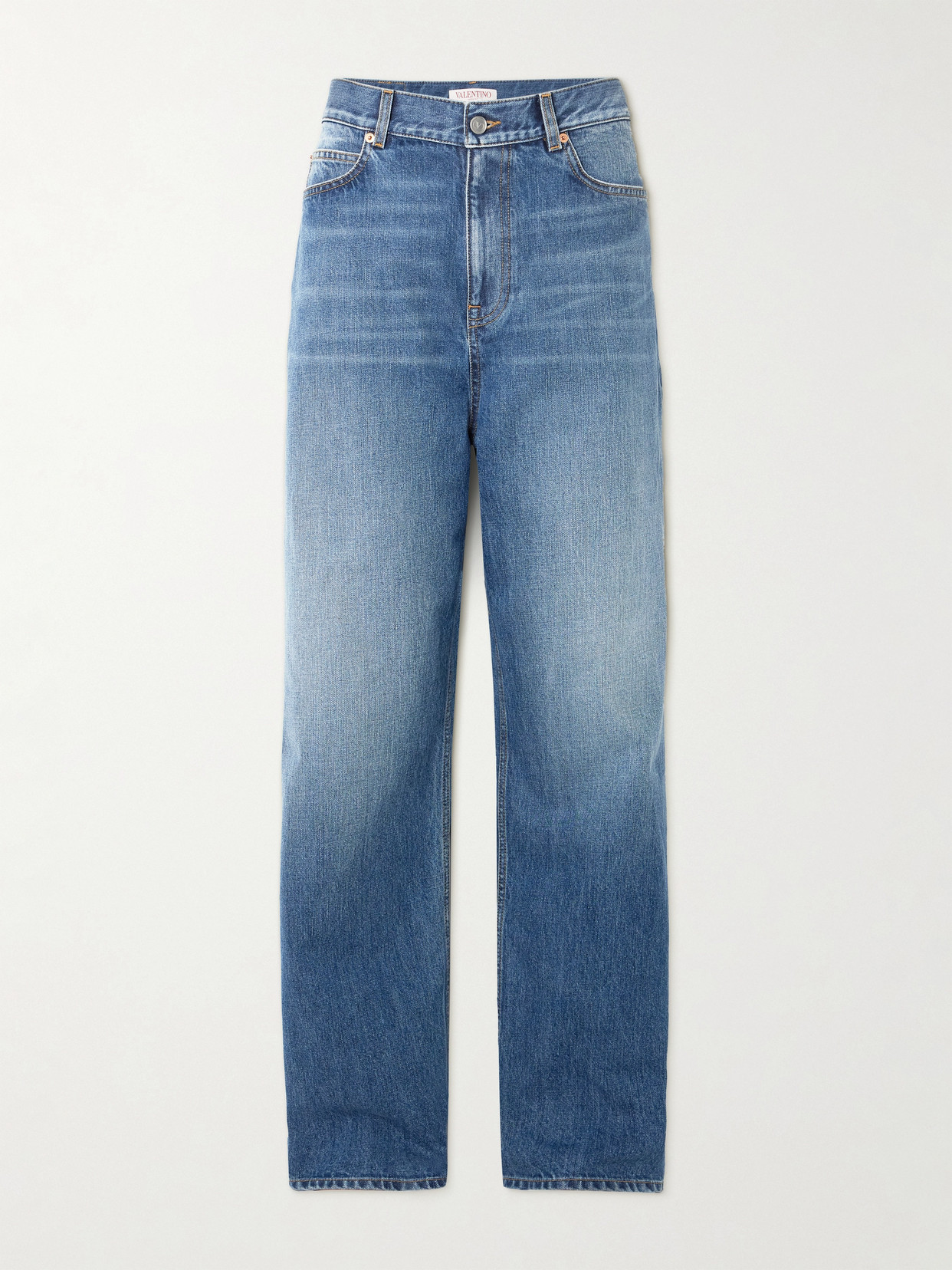 Shop Valentino High-rise Wide-leg Jeans In Blue