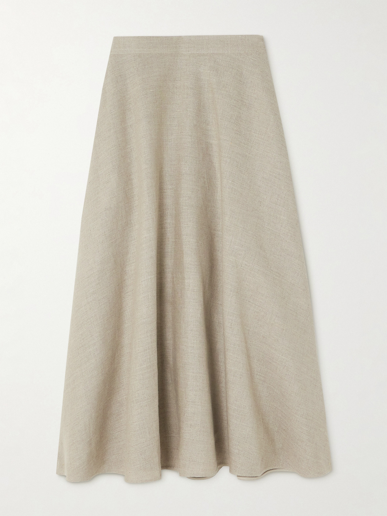 Valentino Embellished Linen Midi Skirt In Neutrals