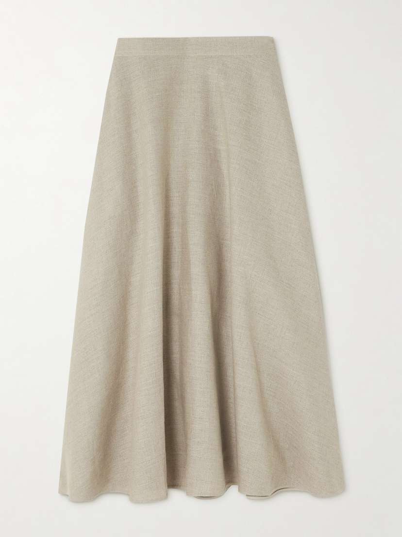 Valentino Garavani Embellished Linen Midi Skirt