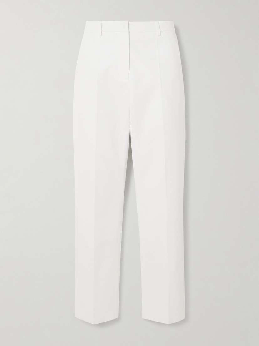Valentino Garavani Pleated Cotton Straight-leg Pants