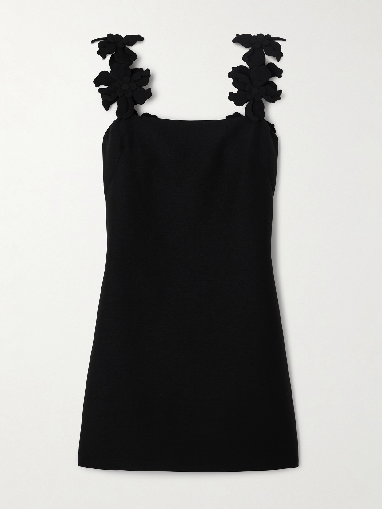 Valentino Embroidered Crepe Mini Dress In Black