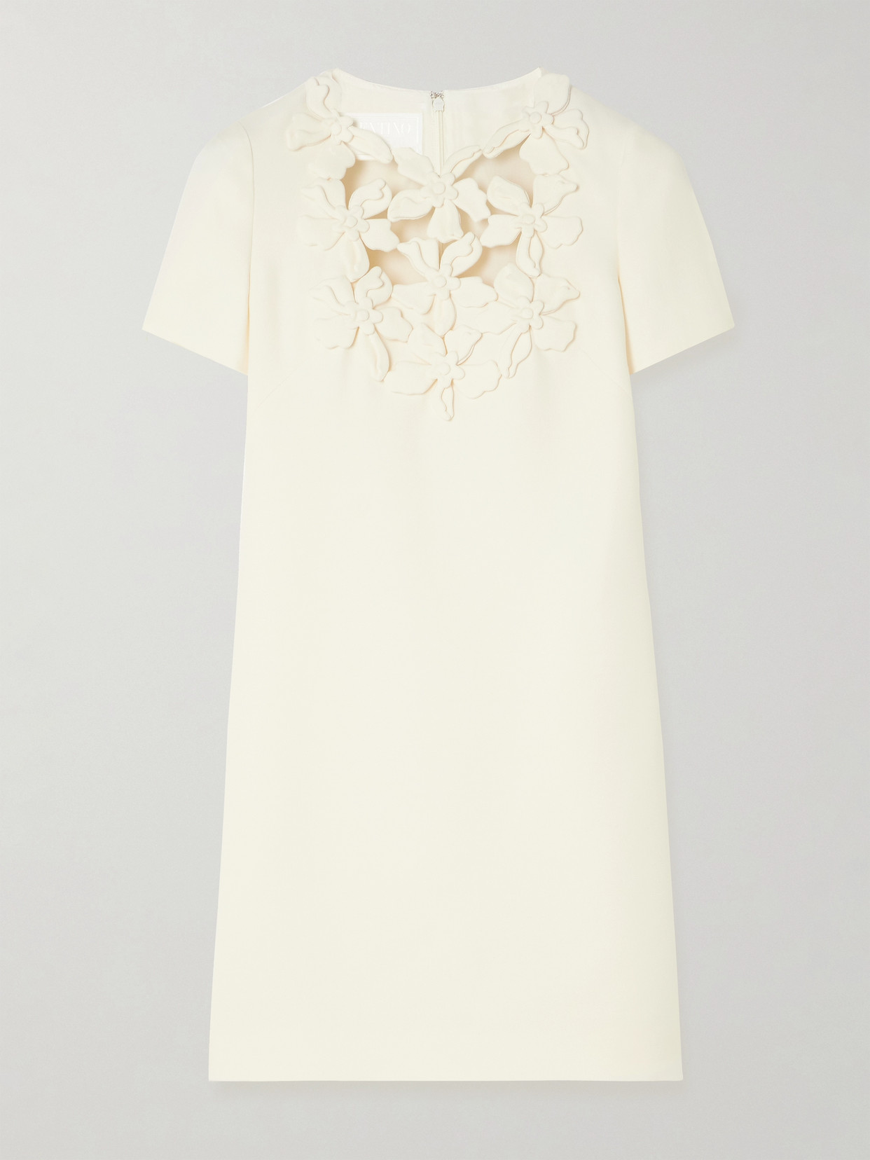 Valentino Appliquéd Wool And Silk-blend Mini Dress In Ivory