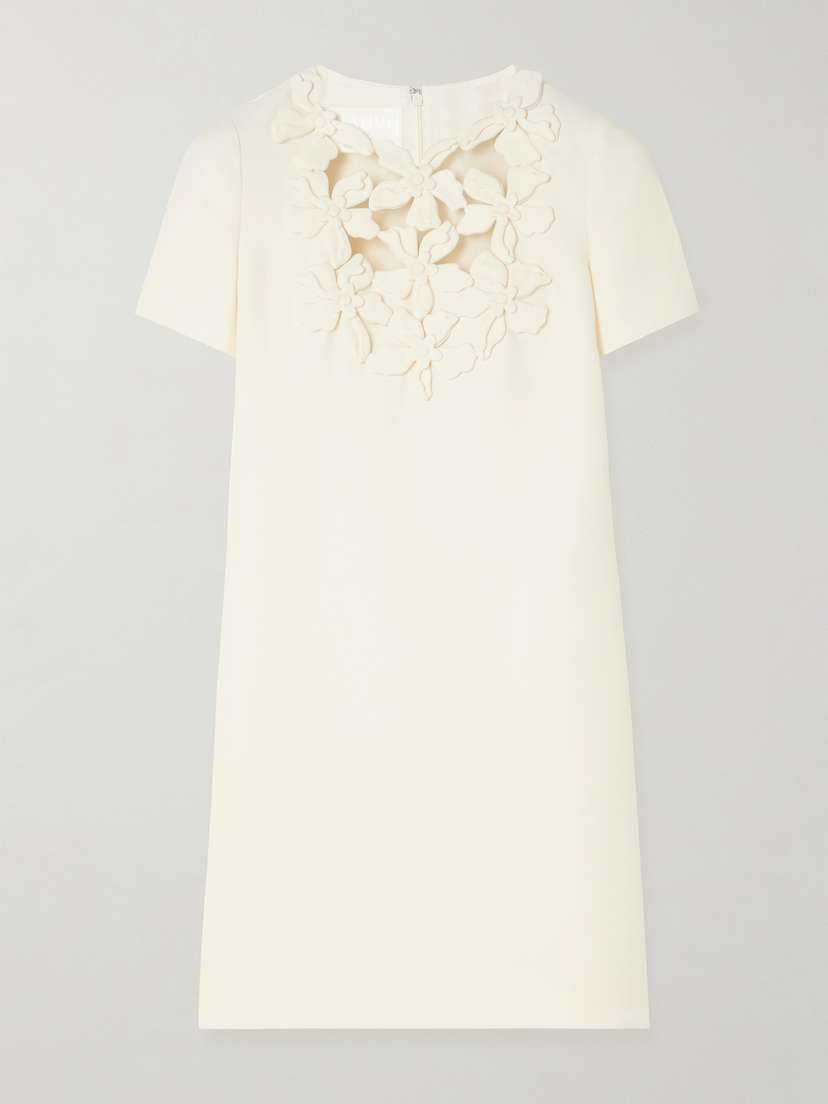 Valentino Garavani Appliquéd Wool And Silk-blend Mini Dress