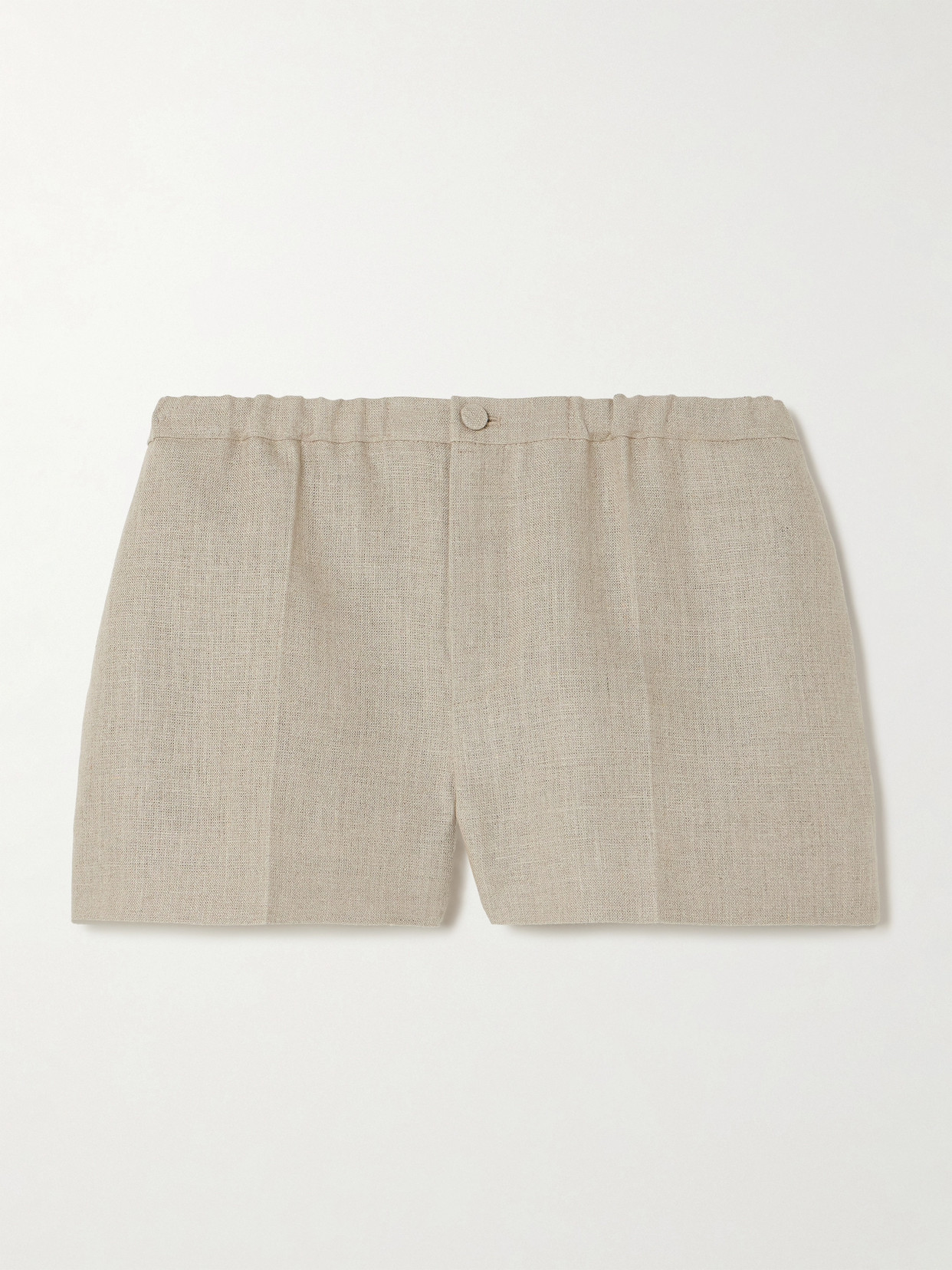 Valentino Pleated Linen-canvas Shorts In Neutrals