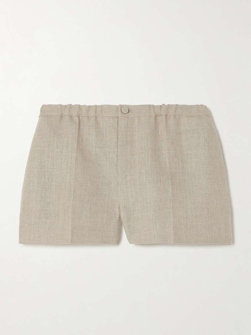 Valentino Garavani Pleated Linen-canvas Shorts
