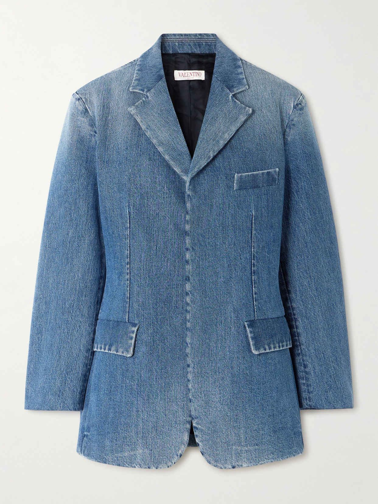 Valentino Oversized Denim Blazer In Blue