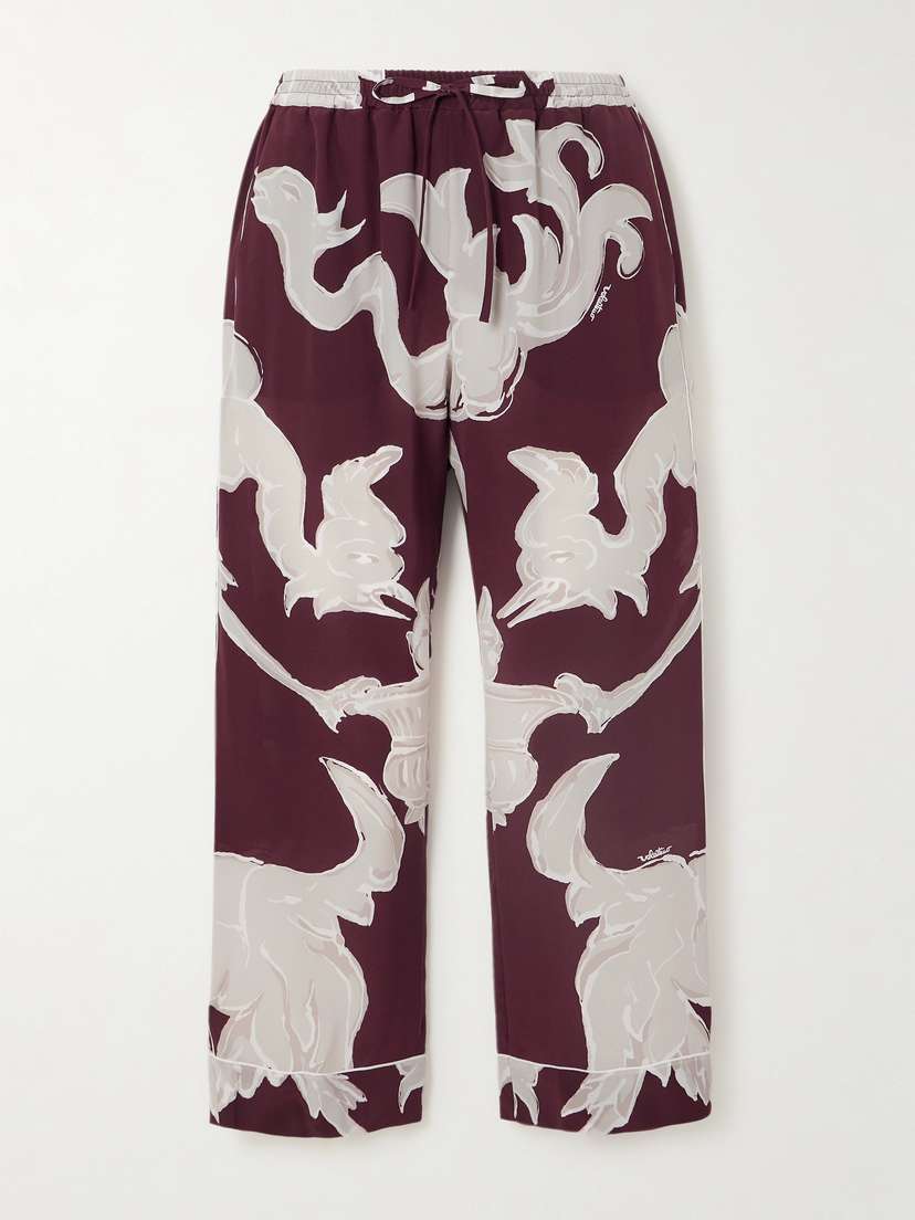 Valentino Garavani Cropped Printed Silk-crepe De Chine Pants