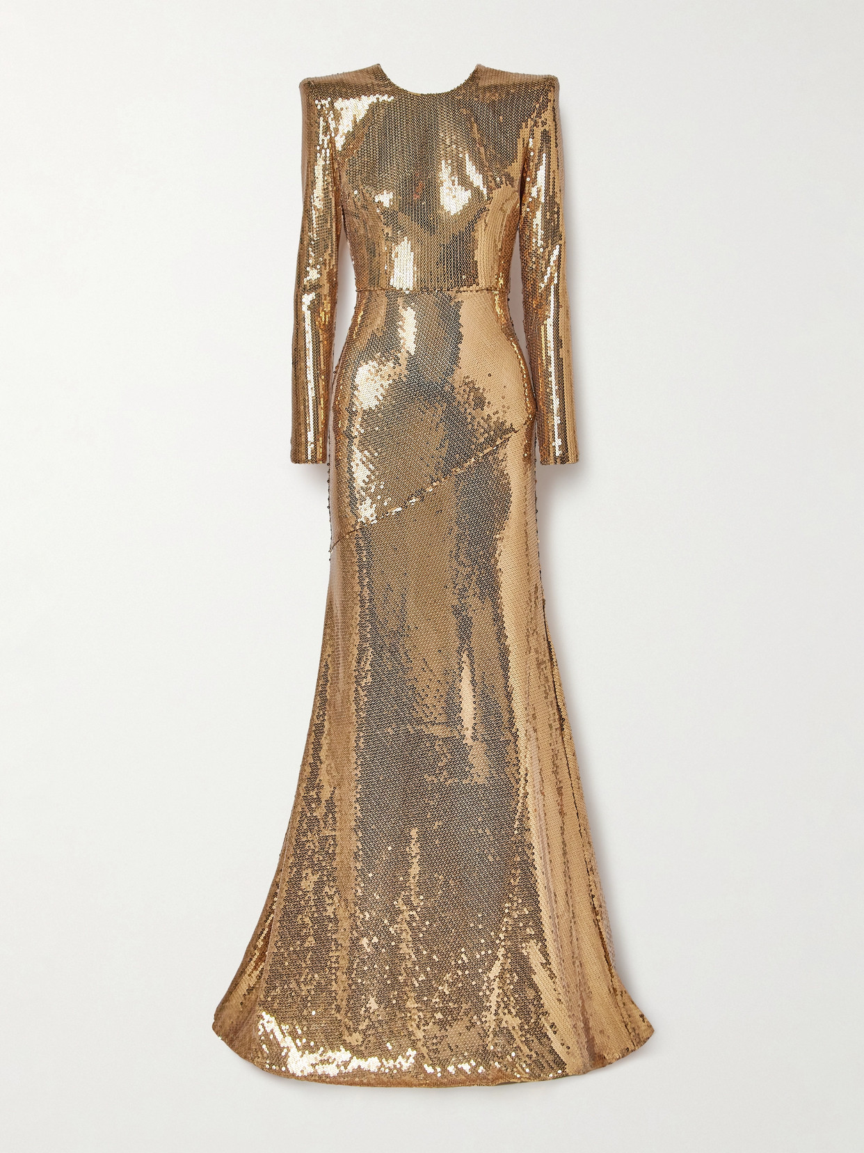 Shop Alex Perry Sequined Stretch-tulle Gown In Gold