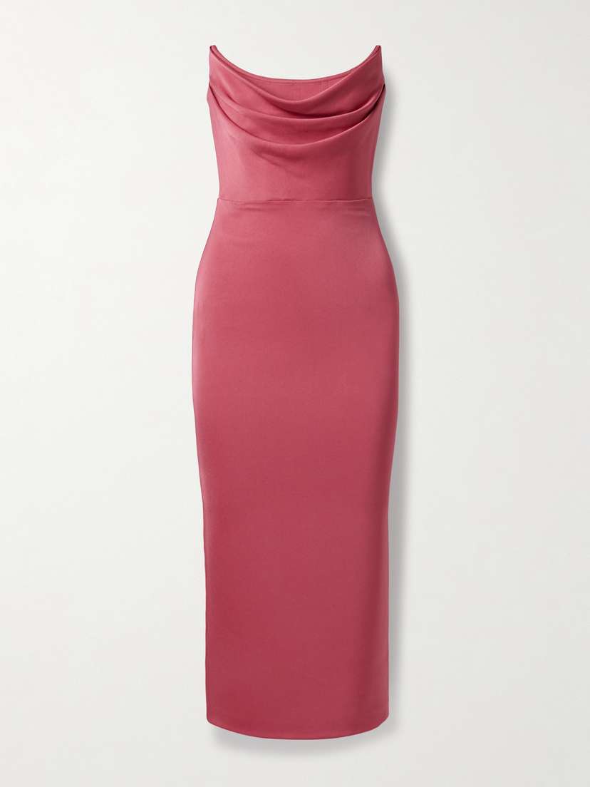 Alex Perry Strapless Satin-crepe Midi Dress - UK 14