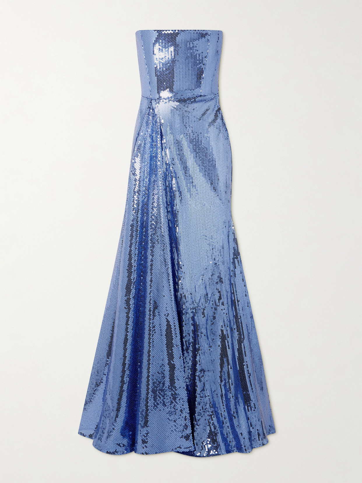 Alex Perry Strapless Sequined Tulle Gown In Blue