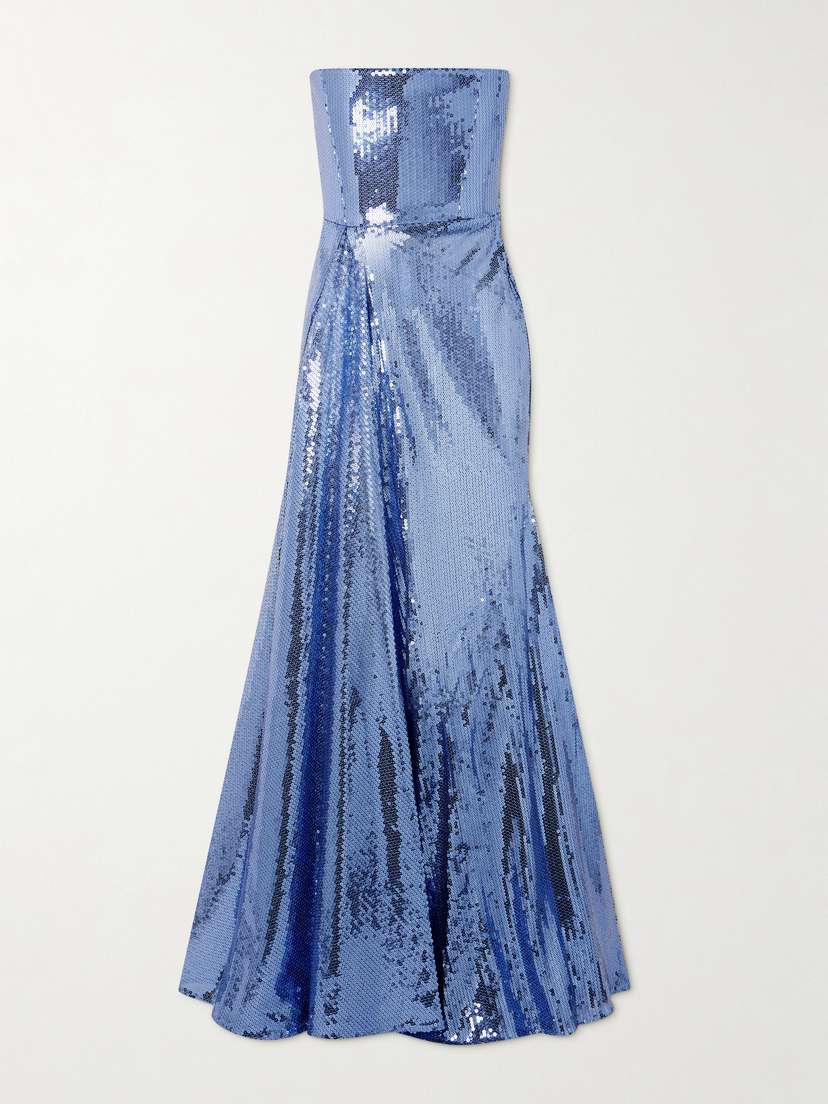 Alex Perry Strapless Sequined Tulle Gown - UK 14