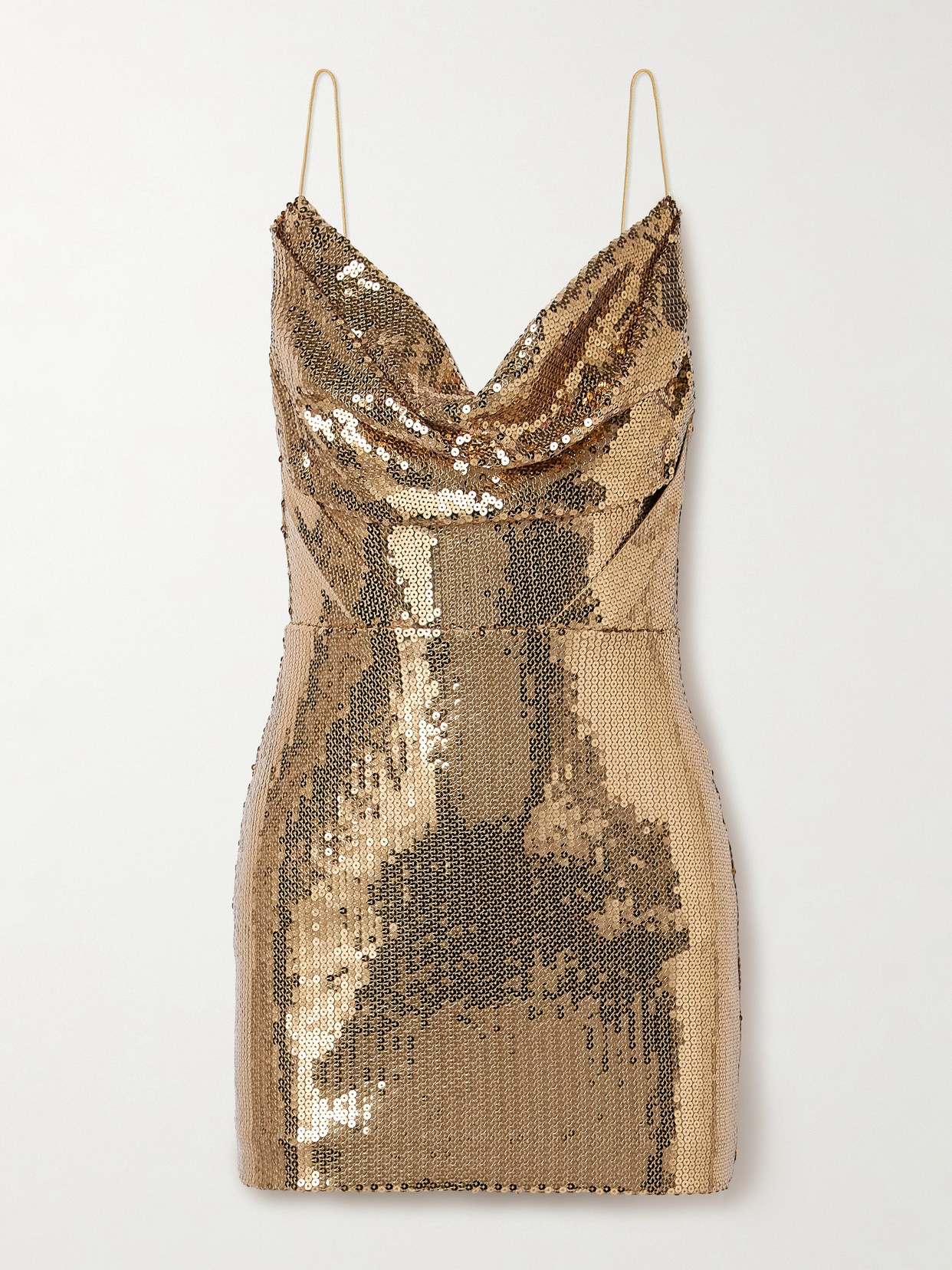 Alex Perry Draped Sequined Tulle Mini Dress In Gold