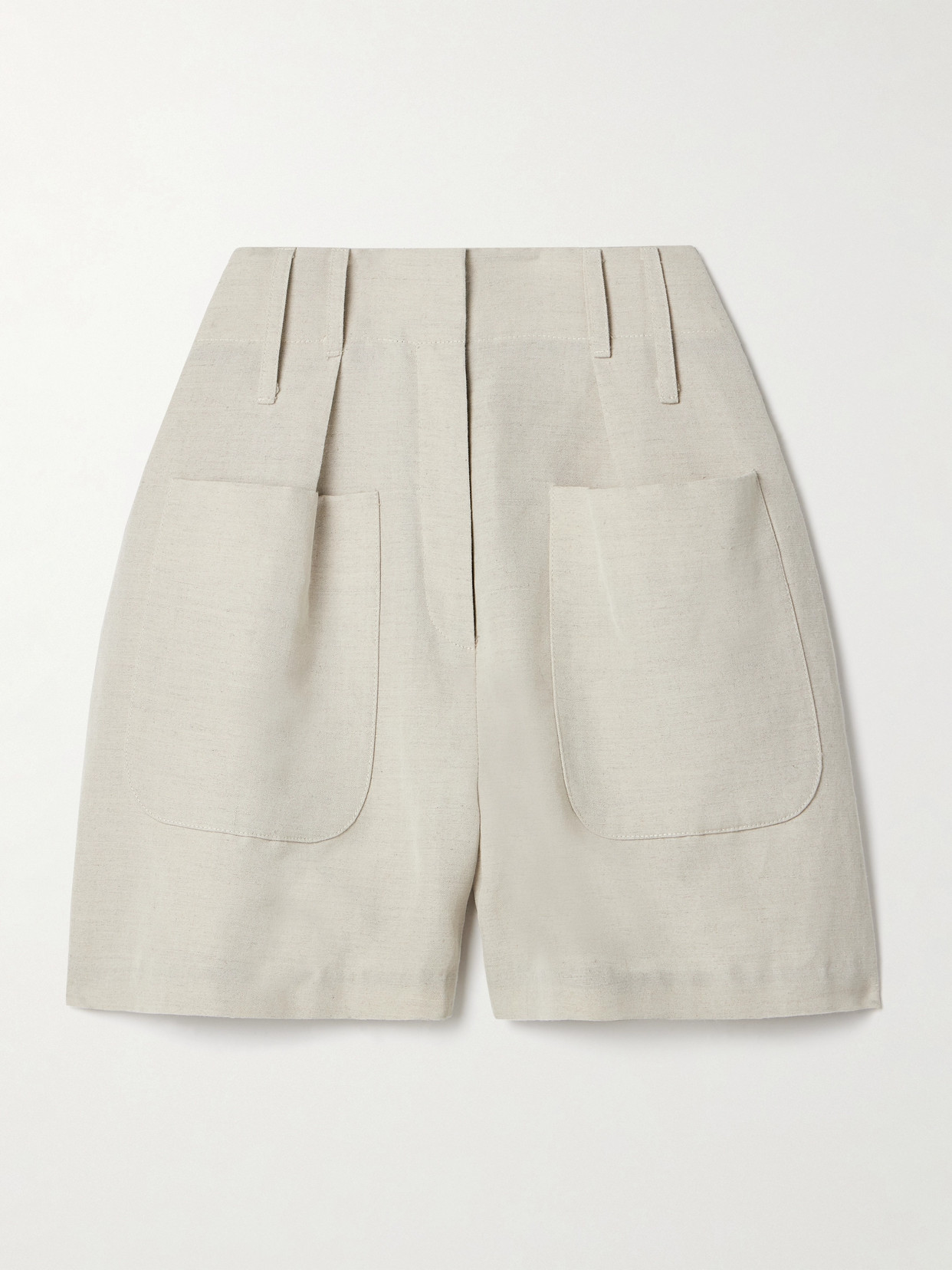 Co - Pleated Wool And Hemp-blend Canvas Shorts - Neutrals