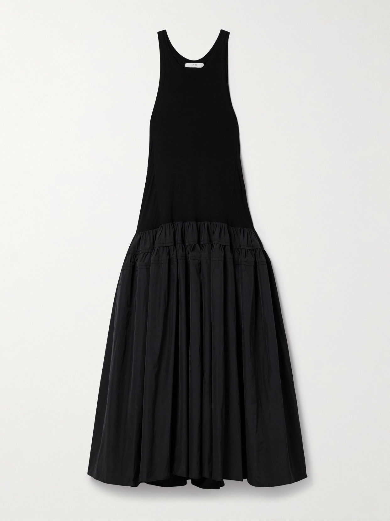 Shop Co Tiered Taffeta And Jersey Maxi Dress In Black