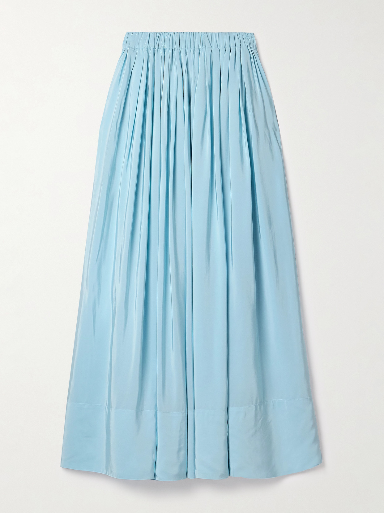 Co - Pleated Habotai Maxi Skirt - Blue