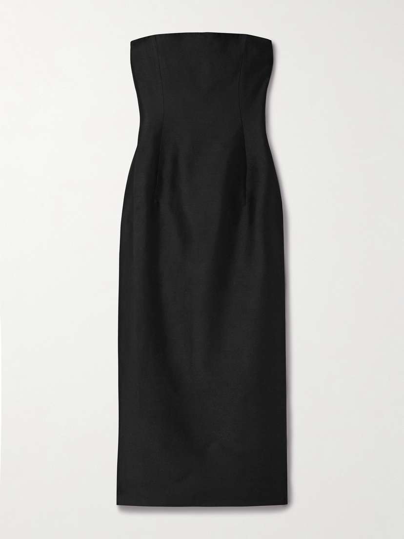 BEARE PARK Ume Strapless Wool And Silk-blend Midi Dress - UK 14