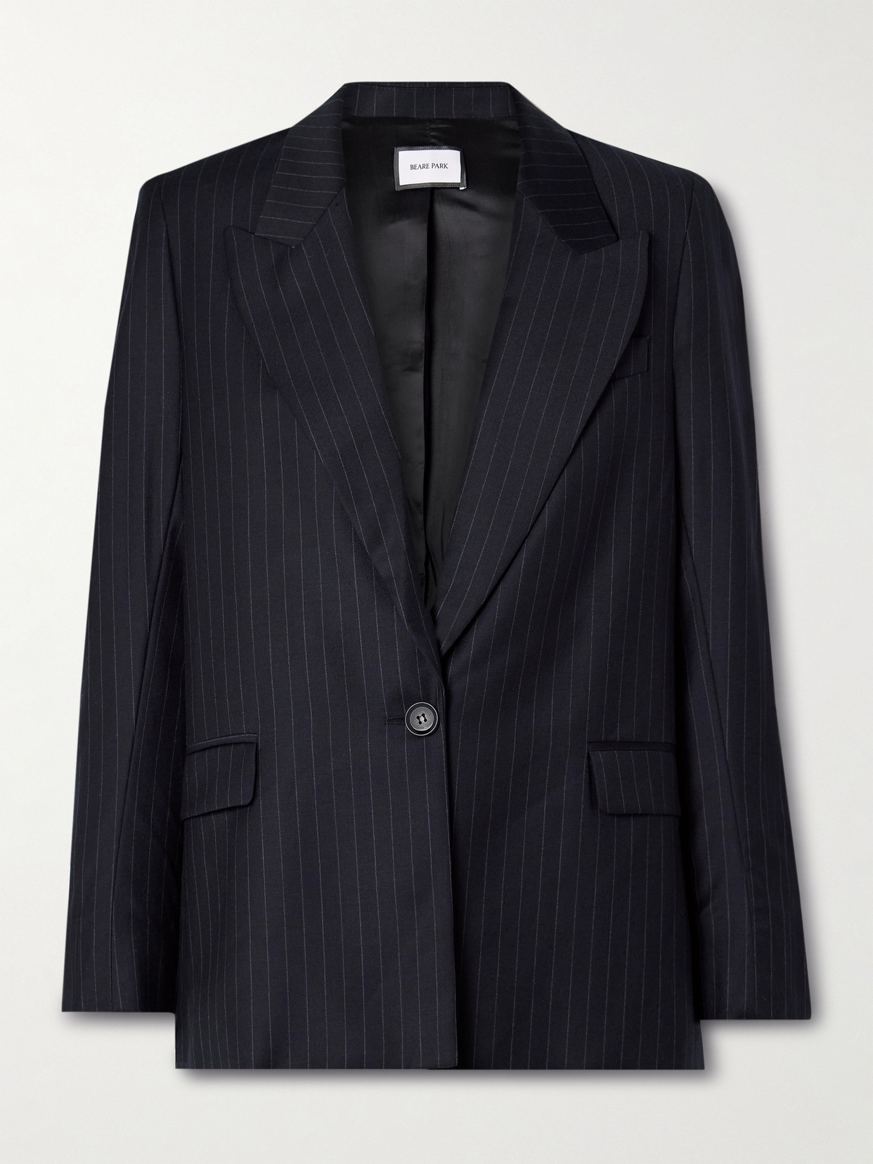 Beare Park Sylvie Pinstriped Wool-twill Blazer In Blue