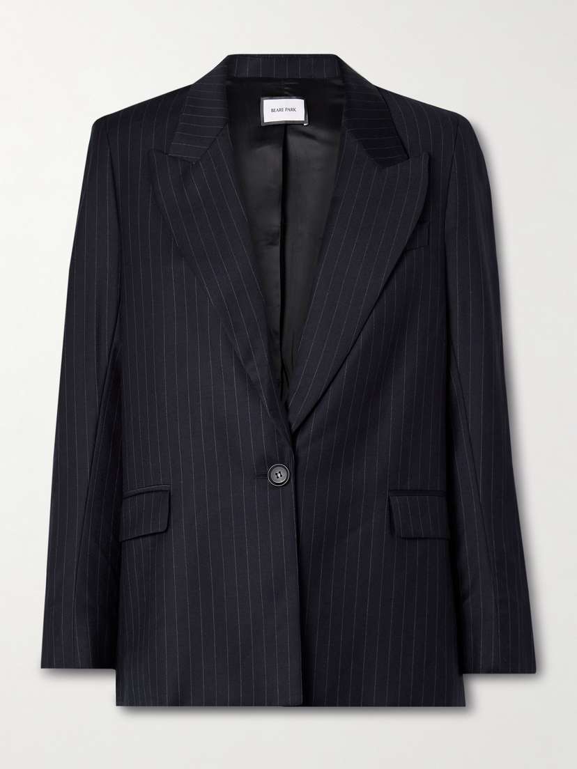 BEARE PARK Sylvie Pinstriped Wool-twill Blazer