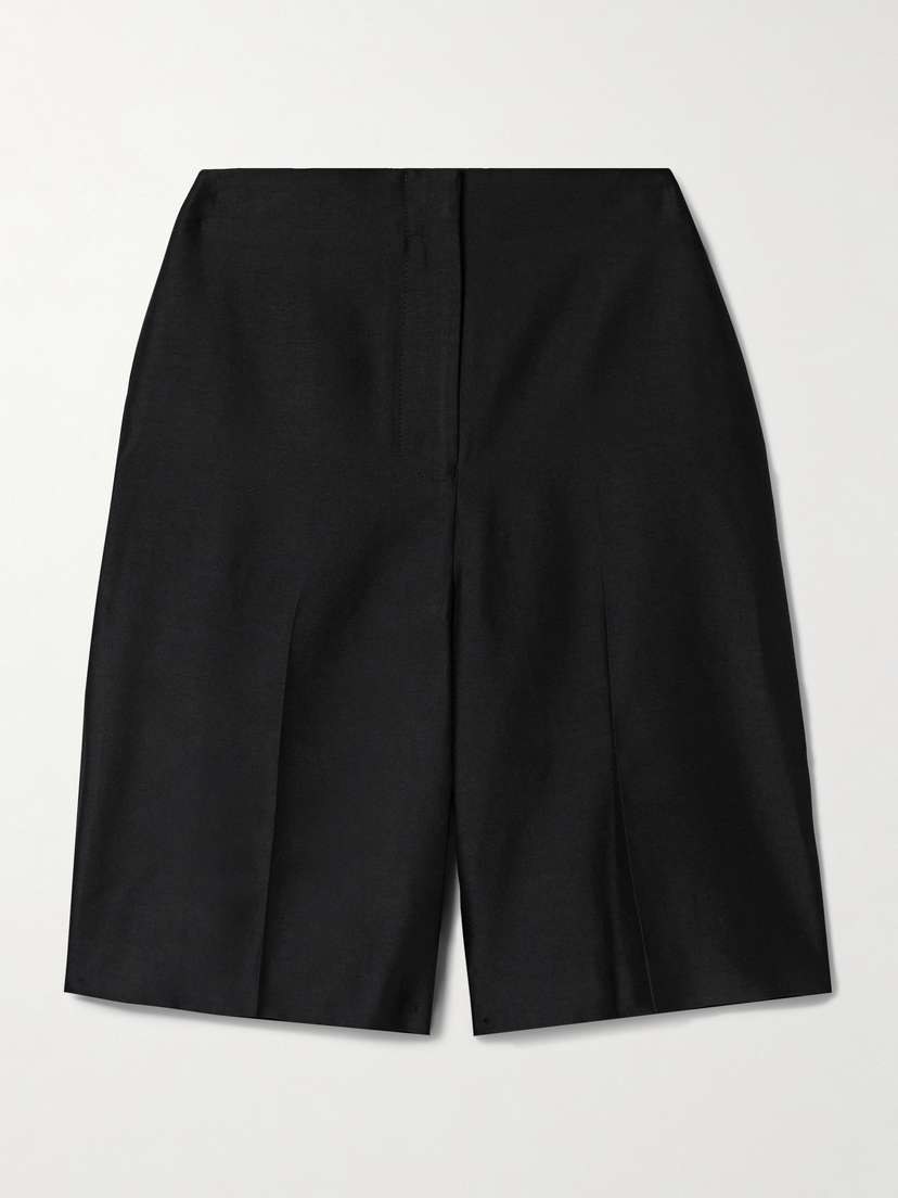 BEARE PARK Shobu Wool And Silk-blend Shorts - UK 14