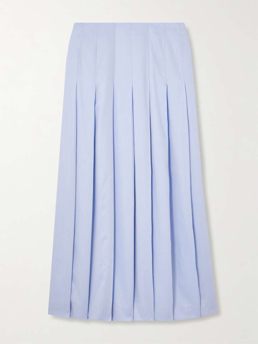 BEARE PARK Pleated Cotton-poplin Maxi Skirt - UK 16