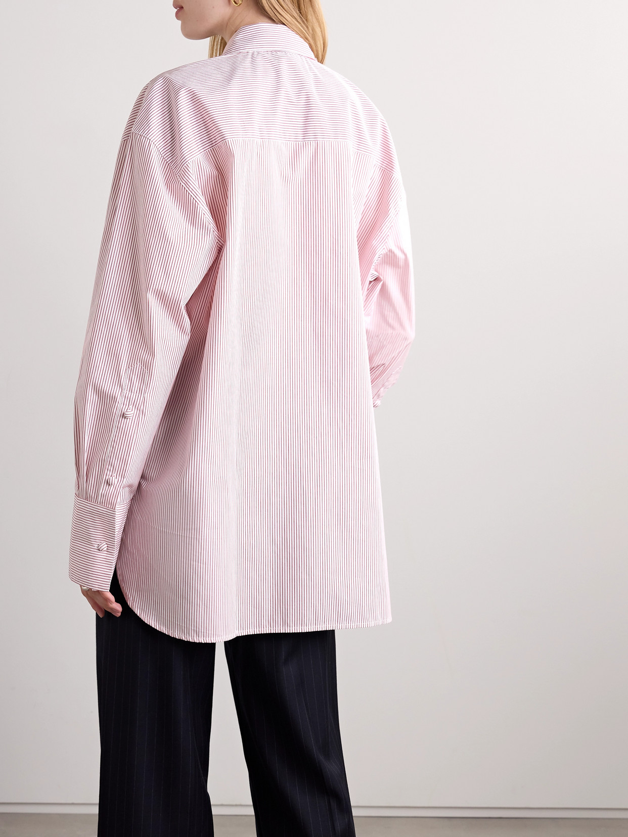 Beare Park Covet Oversized Striped Cotton Shirt In White