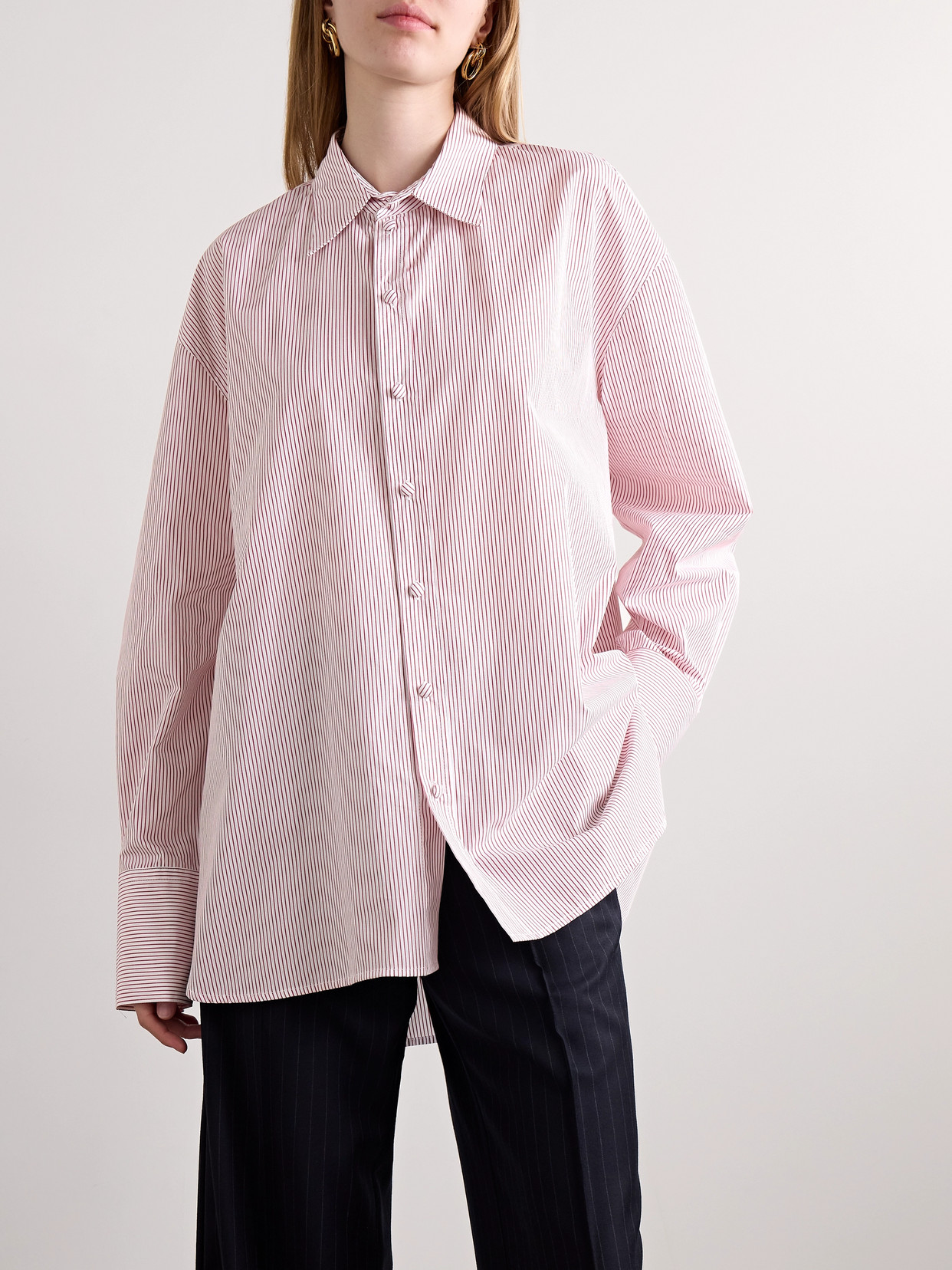 Beare Park Covet Oversized Striped Cotton Shirt In White