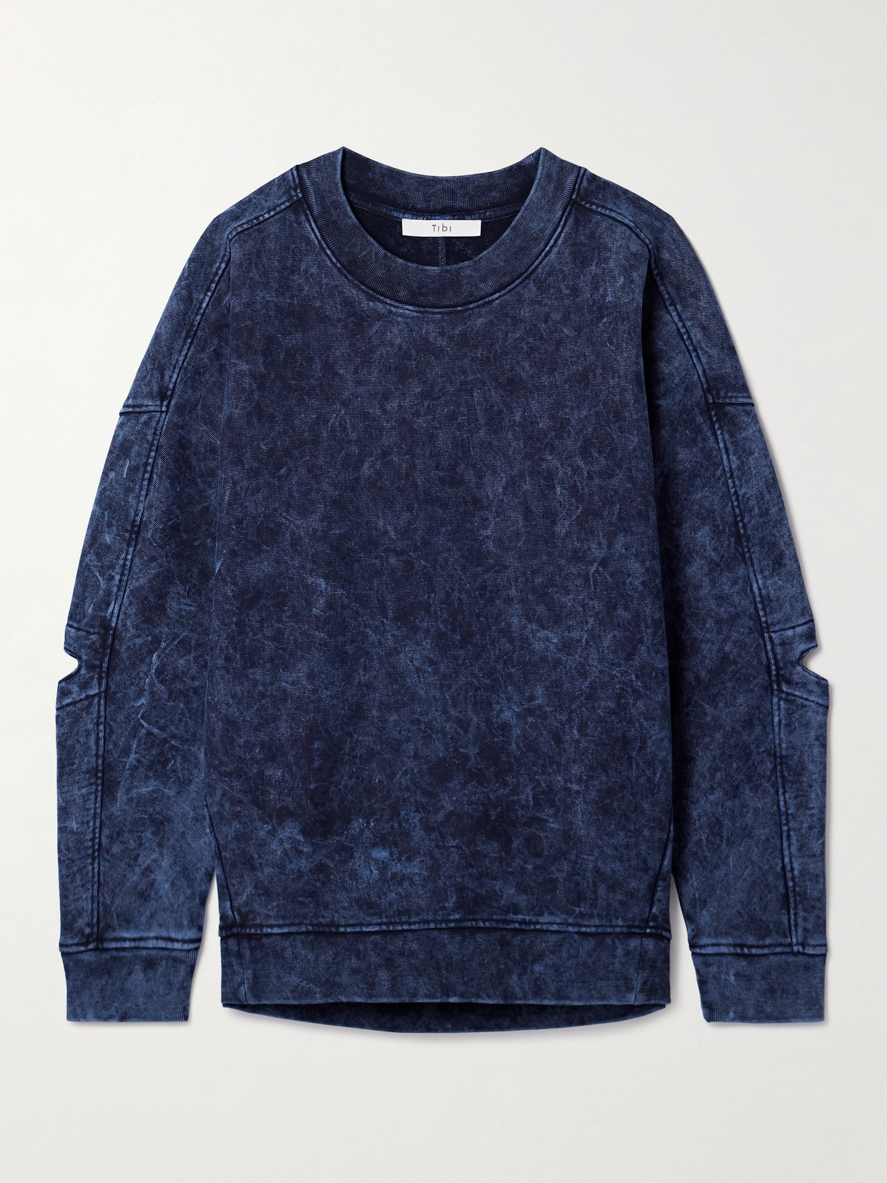 Tibi Oversized Cutout Cotton-jersey Sweatshirt - Blue